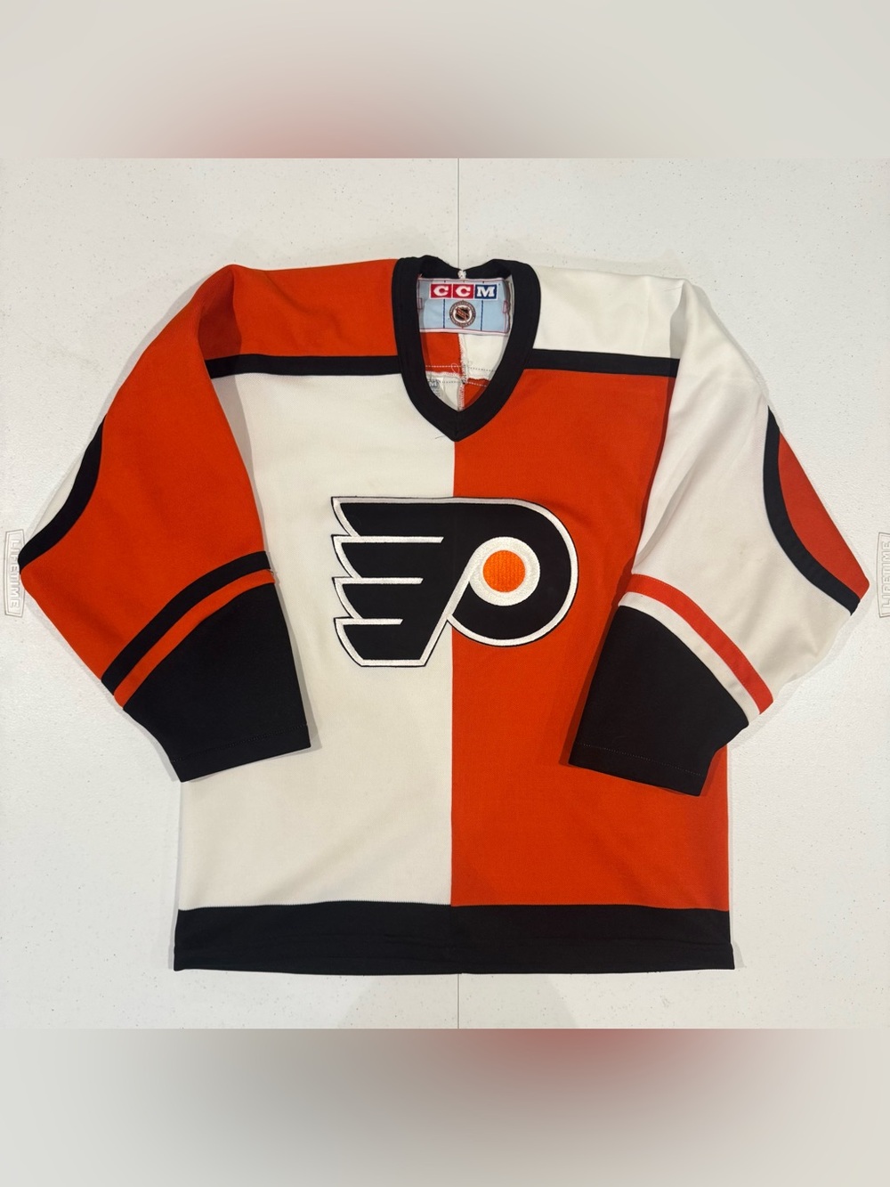 Vintage CCM Philadelphia Flyers Split NHL hockey jersey size boys large XL